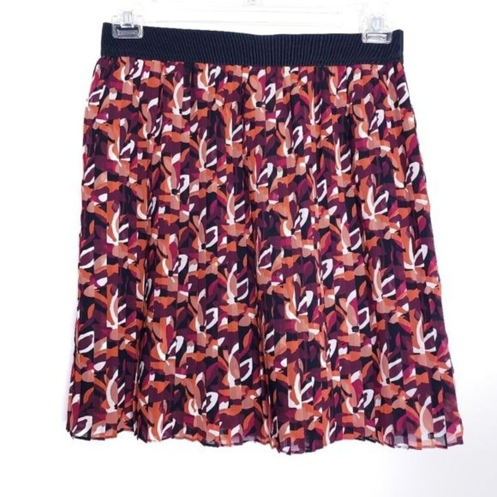 Loft Pleated Pull On Multicolor A-Line Mini Skirt Women's Size Medium